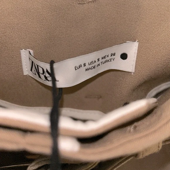 BNWT ZARA TAN BELTED PANTS/ S❤️ - Picture 3 of 8